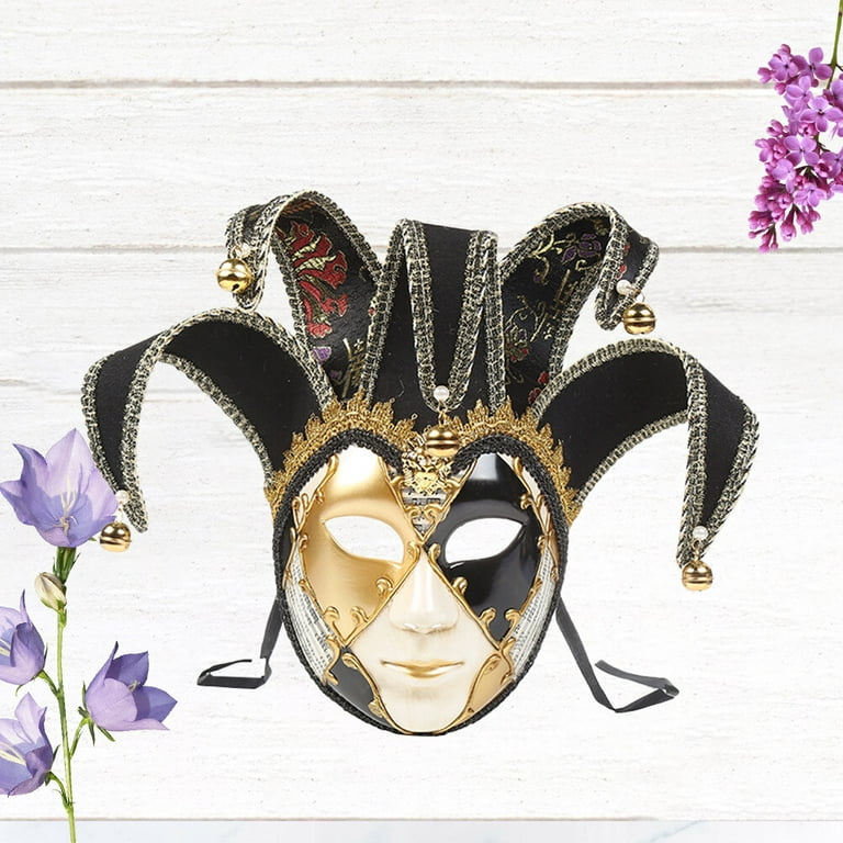 Venice Italy Full Face Mask Cosplay Costume Prop Mask Dress-up Face Cover  Accessory Photography Props for Masquerade Party Carnival Performance  Animation Exhibition (Black and Black Golden Eye) 