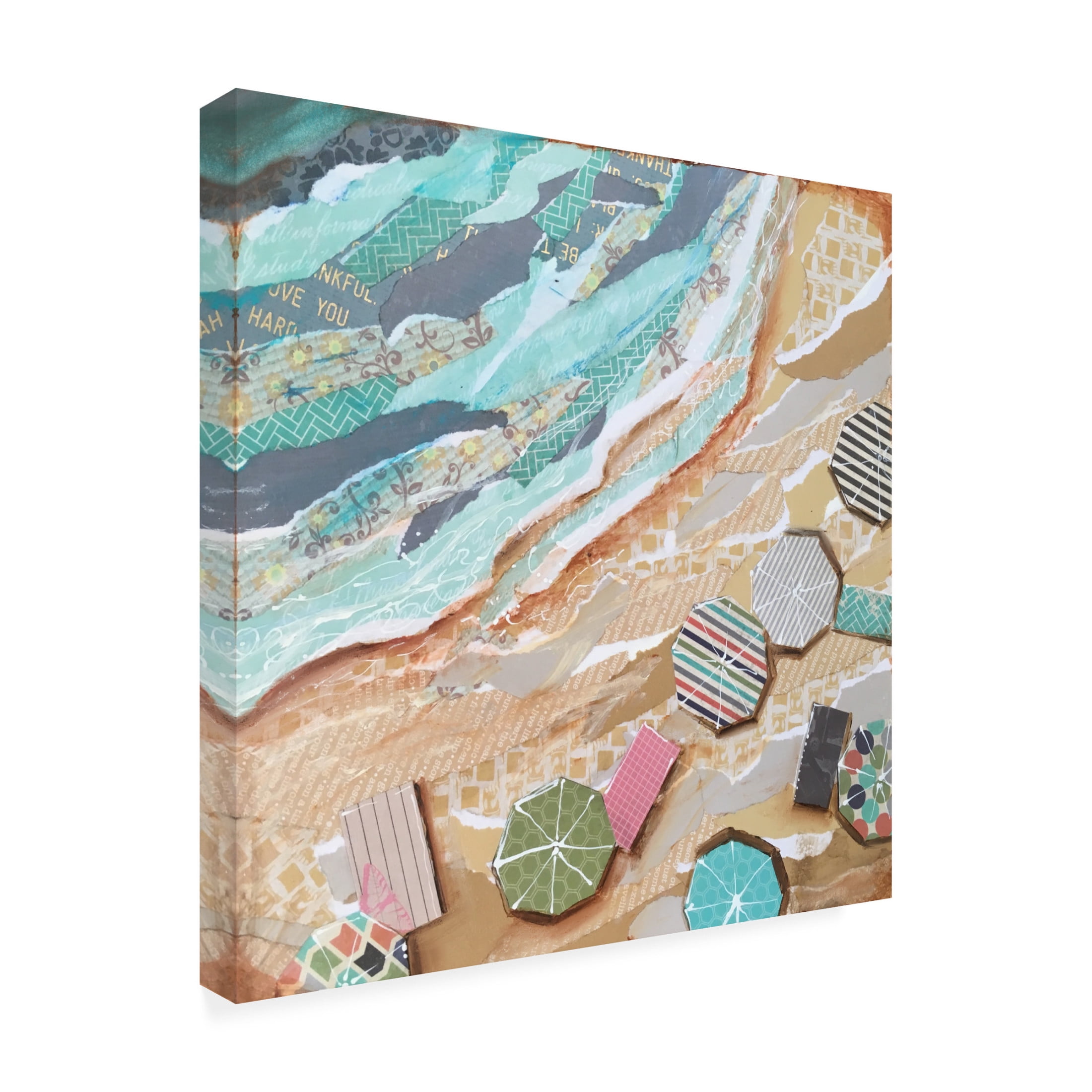 Canvas Wall Art - Christine Rotolo 'Mixed Media Beach Day' Wall Art for Living Room, Bedroom, or Office Décor by Trademark Fine Art - 35 x 35 Inches