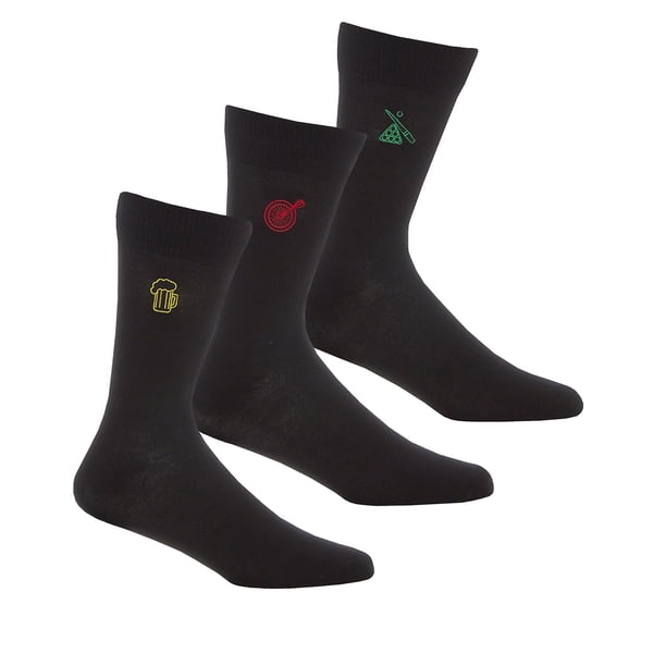 Pandastick - Calcetines Pub Games de Bambú para Hombre - Pack de 3 (Negro)