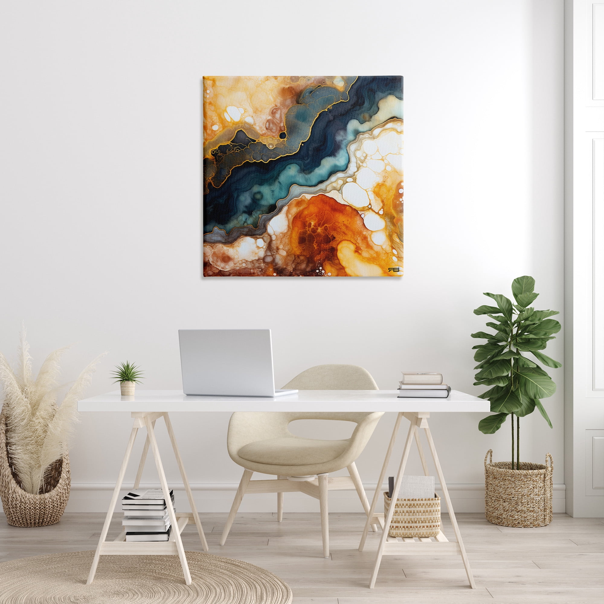 Stupell Industries Liquid Geode Pattern Abstract Painting Gallery Wrapped Canvas Art Print Wall Art, 36 x 36