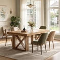 thumbnail image 3 of Fnova 63'' Farmhouse Dining Table for 4-6 People, Rectangular Dinner Table with Sturdy X-Shaped Base, for Dining Room, Living Room, Kitchen & Home Office, 3 of 14