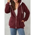 thumbnail image 3 of Women’s Winter Fuzzy Hood Coat, Long Sleeve Front Zipper Fleece Outwear Loose Warm Jackets, S-5XL, 3 of 10