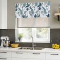 thumbnail image 4 of Tropical Botanical Curtain Valances for Windows, Kitchen Valance Window Treatments Panel 2 Pack, Summer Palm Leaves Peacock Blue Green Rod Pocket Short Curtains for Bathroom Bedroom 54 x 18 Inch, 4 of 8