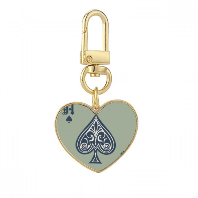 Patron de juego naipes fichas utensilios Llavero de metal en forma de corazón dorado