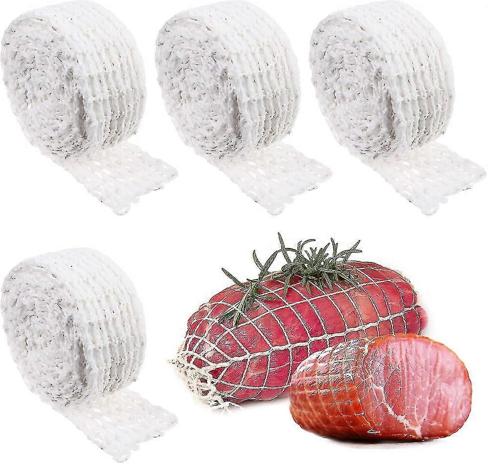 MEATERS 句潤 濱ROLL 45inc 4pcs Meat Netting Roll, Size 16, Elastic Smoked Meat Poultry Ham