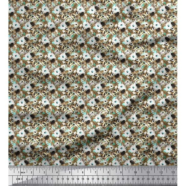 Soimoi Velvet Fabric Floral Shirting Print Sewing Fabric Yard 58 Inch Wide