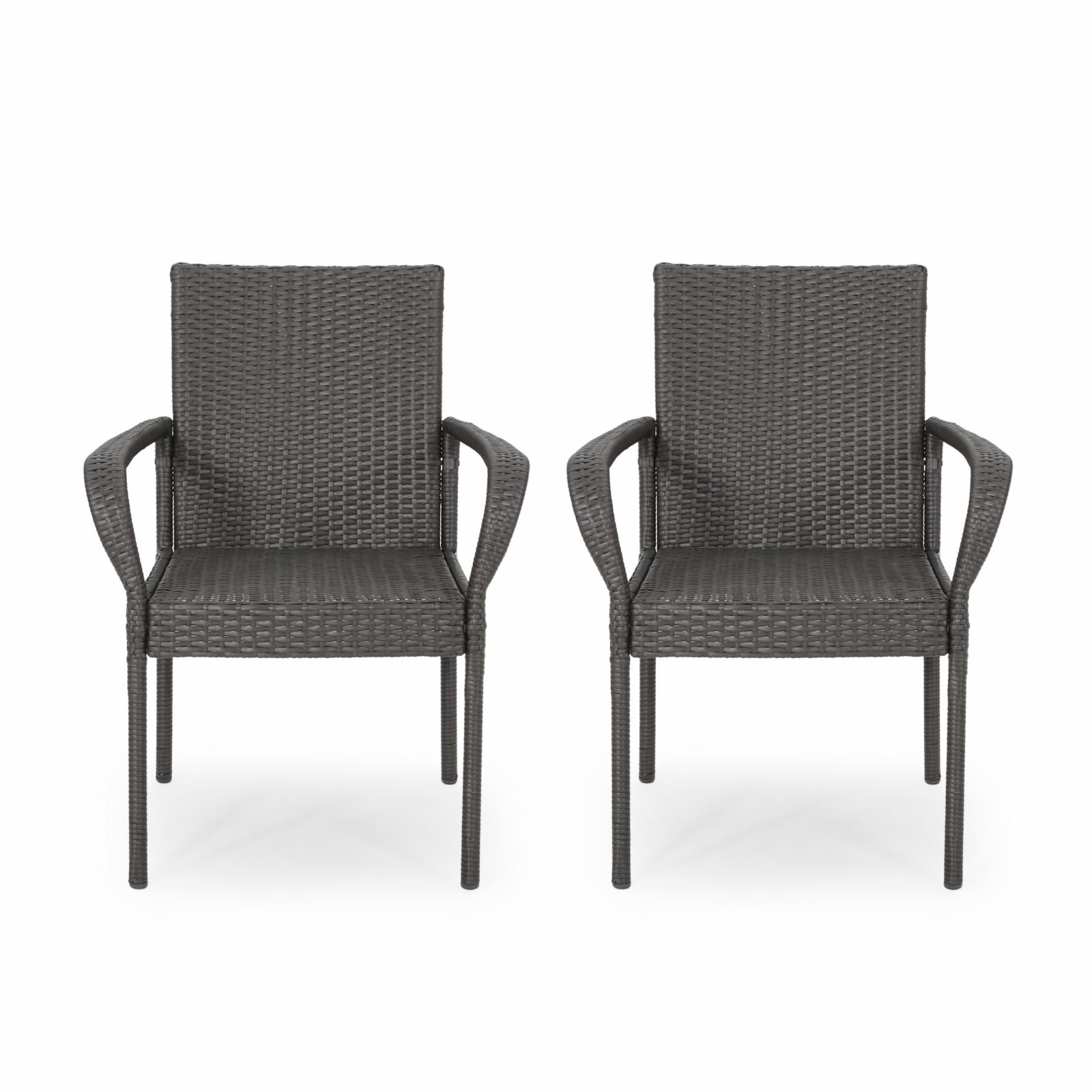 Hennessey Outdoor Wicker Dining Chairs Set of 2 Gray