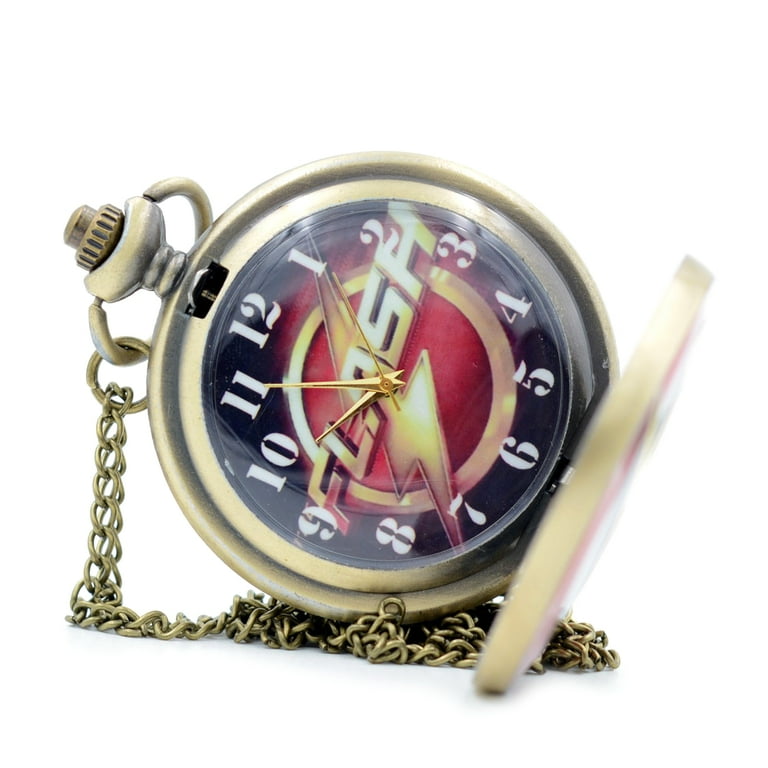 The Flash Pocket Watch With Belt Chain Anti-Tarnish Superhero