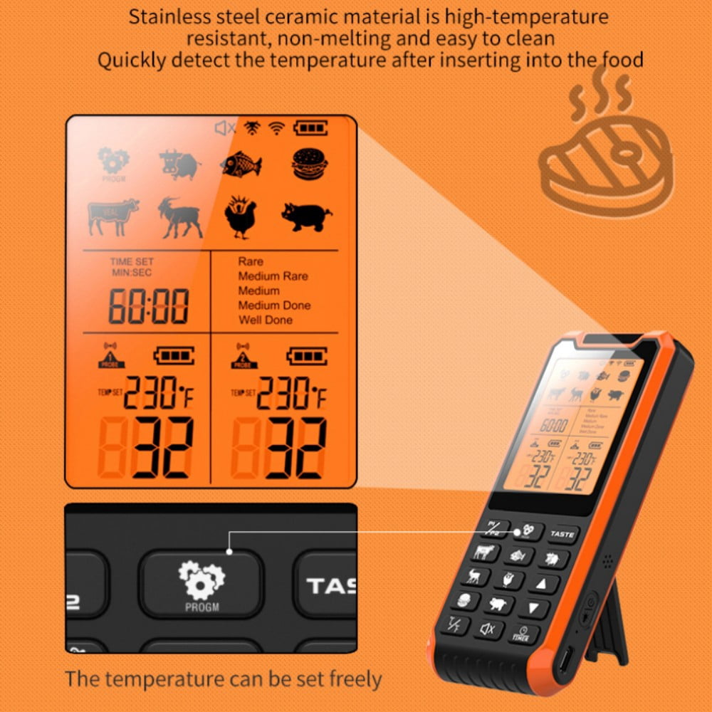 Smart Wireless Meat Thermometer, Long RangeBluetooth-compatible Meat Thermometer, DigitalInstant Read Food Thermometer for Kitchen,Kitchen Accessories