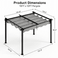 thumbnail image 4 of 10x12 FT Outdoor Pergola with Retractable Shade Canopy, Extra Large Patio Shelter Pavilion with Aluminum Frame & Roller Shade Curtains for Patio, Backyard, or Deck, 4 of 9
