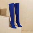 thumbnail image 4 of UngA Thigh High Boots Women's Slouchy Knee High Boots Side Zipper Stiletto High Heeled Pointed Toe Fashion Fall Boots Blue,7.5, 4 of 7