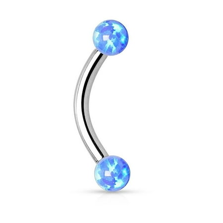 Internally Threaded Titanium Curved Barbell EyeBrow Synthetic Opal 316L Surgical Steel Internally Threaded Curved Eye brow Barbell ()