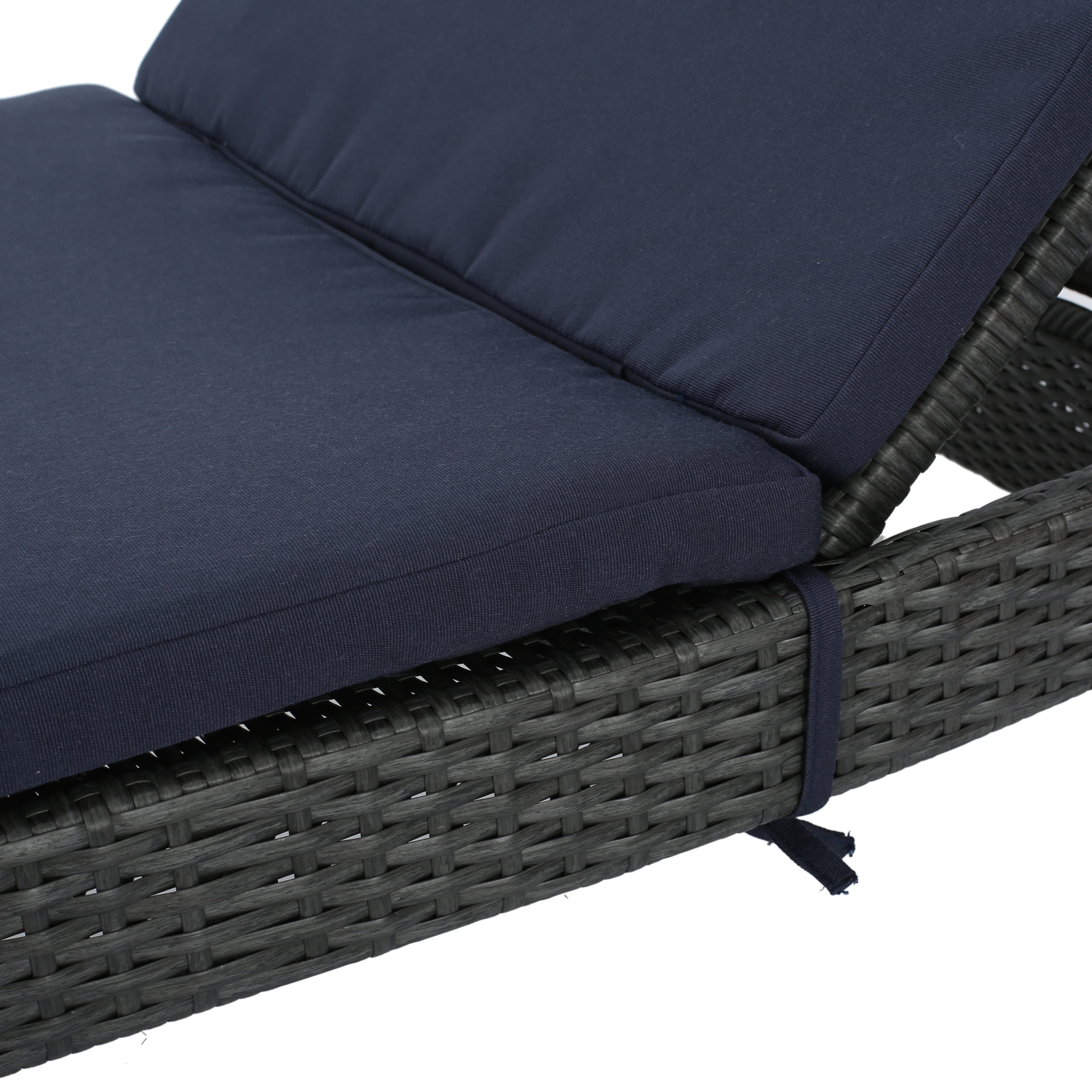 Anthony Outdoor Wicker Adjustable Chaise Lounge with Cushion, Grey