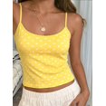 thumbnail image 4 of Women'S Polka Dot Print Sleeveless Form Fitting Casual Tank Top Yellow Polka Dots L, 4 of 9