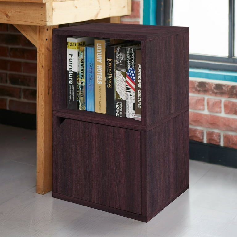 Way Basics Eco Friendly 2 Shelf Vinyl Record Cube Bookcase Espresso