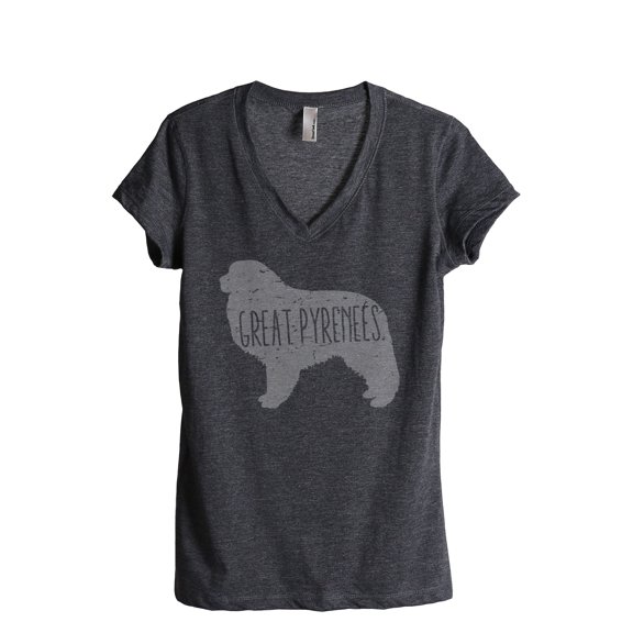 Thread Tank Great Pyrenees Dog Silhouette Women's Relaxed V-Neck T-Shirt Tee Charcoal 2X-Large