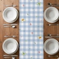 thumbnail image 4 of Table Runner 90 Inches Long for Kitchen Dining, Spring Floral Gnomes Dresser Scarf Farmhouse, Dining Table Decorations for Wedding/Parties, Watercolor Flowers Butterflies Blue Plaid 13 x 90 In, 4 of 8