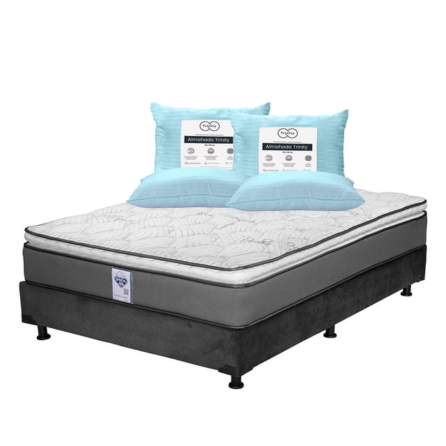 Colchón Matrimonial Prestige Spring Air + Box + 2 Almohadas Trinity