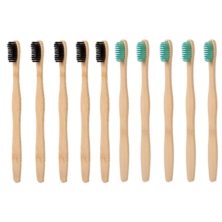 Biodegradable Bamboo Toothbrushes, 10 Piece Soft Bristles Toothbrushes ...