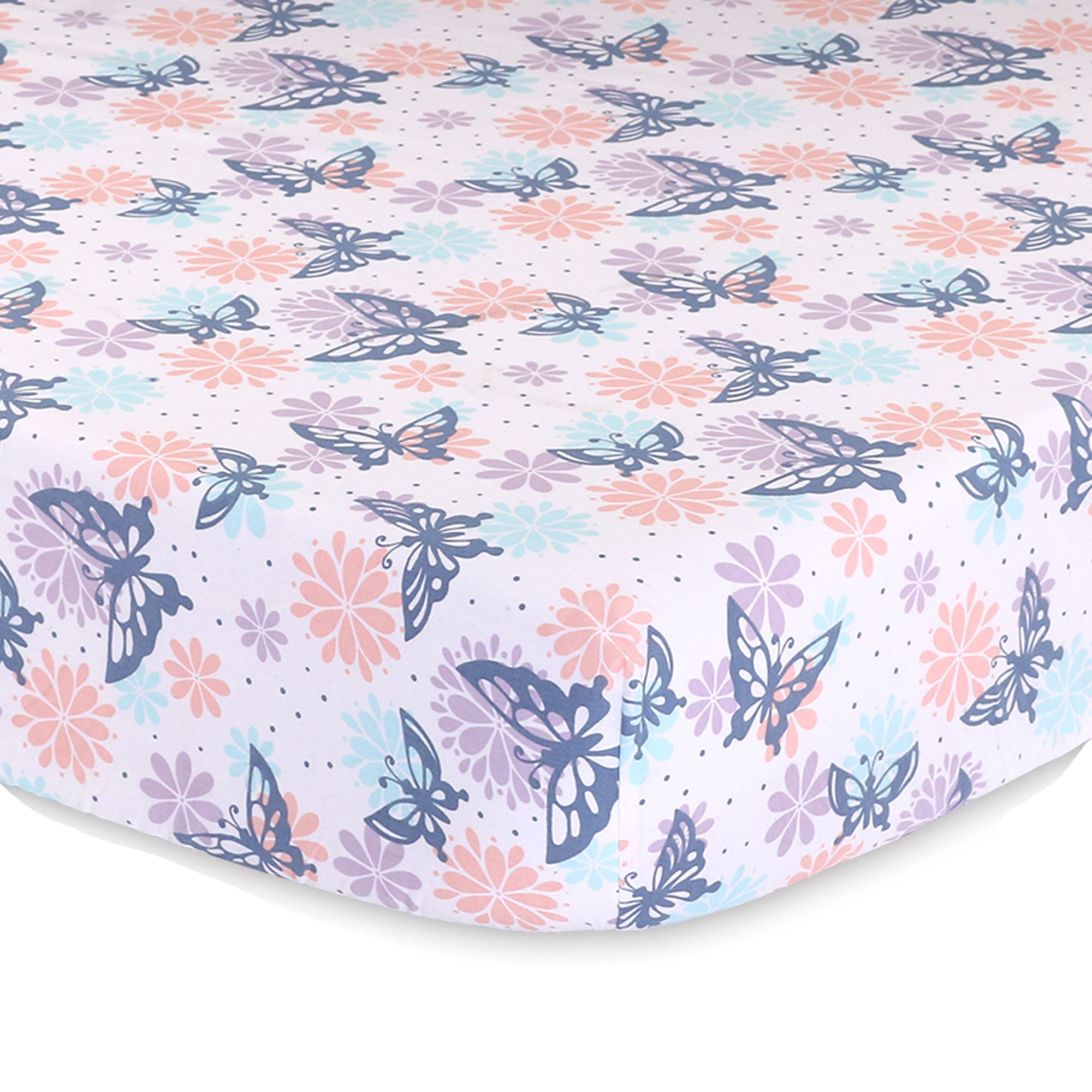 Wildflower Butterfly And Flowers Baby Fitted Crib Sheet Purple