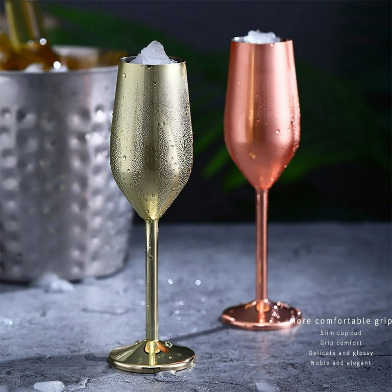 Stainless Steel Champagne Cup Wine Glass Cocktail Glass Metal Wine Goblet