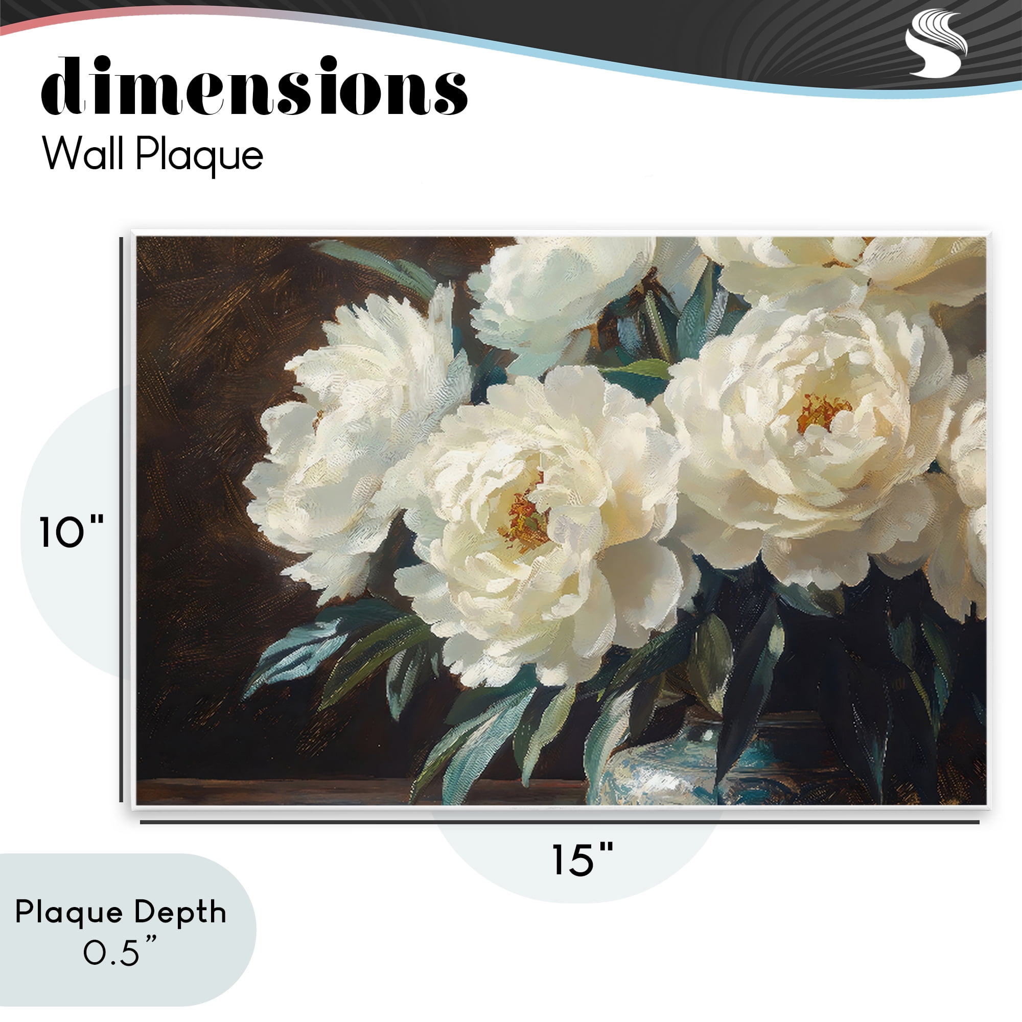 Stupell Industries Large Moody White Floral Wall Plaque Art, design by Petal Prints Design