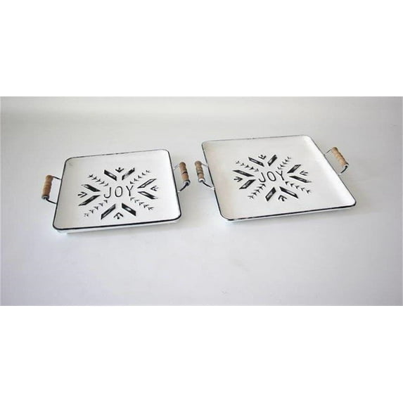 Joy Tray (Set of 2) 15"L x 12.75"H, 17"L x 14.75"H Iron/Wood