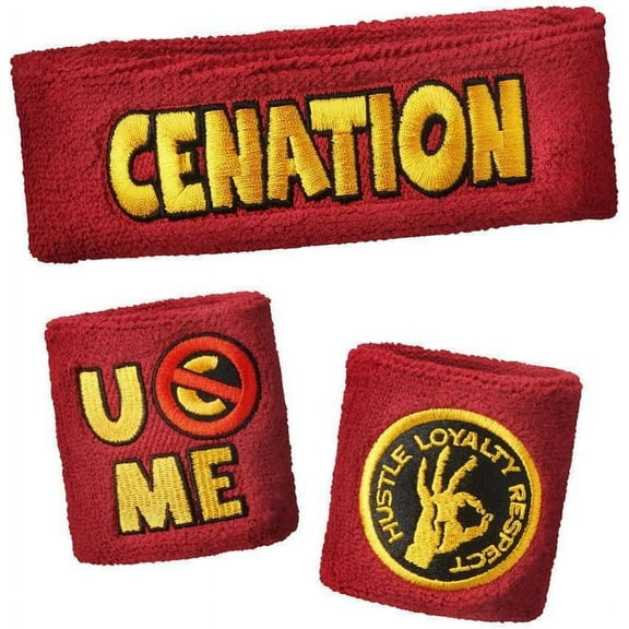 John Cena U Can't See Me Red Gold Headband Wristbands Sweatbands Set