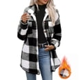 thumbnail image 2 of Casual Plaid Fuzzy Jackets for Women Collared Button Front Long Sleeve Oversized Loose Fit Outerwear, 2 of 9