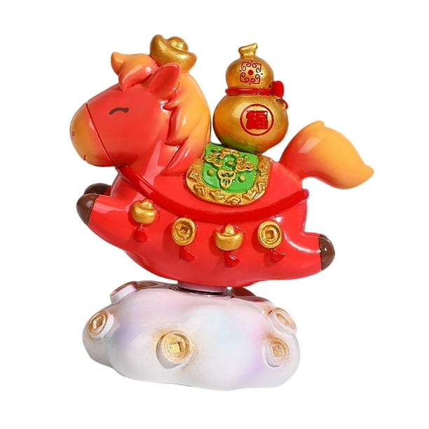 Adornos de mesa para el Año Nuevo 2026 con caballos, colecciones de estatuas de caballos, lindos rojo