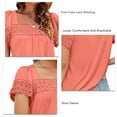 thumbnail image 5 of Pink, Loose-Fitting Casual Tee Women's Lace-Trimmed Short Sleeve Blouse, 5 of 6