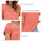 thumbnail image 5 of Blusa holgada informal de manga corta para mujer, con ribete de encaje y detalle de costura, color rosa XL, 5 of 6