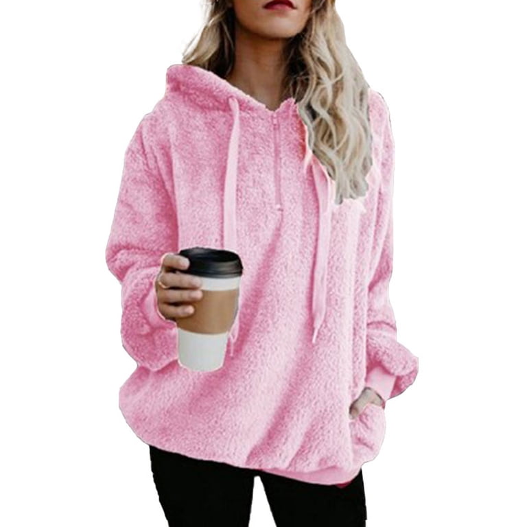 UKAP Women Fuzzy Hoodies Pullover Ladies Cozy Oversized Fluffy Hooded  Sweatshirt Athletic Fleece Hoodies Pockets - Walmart.com