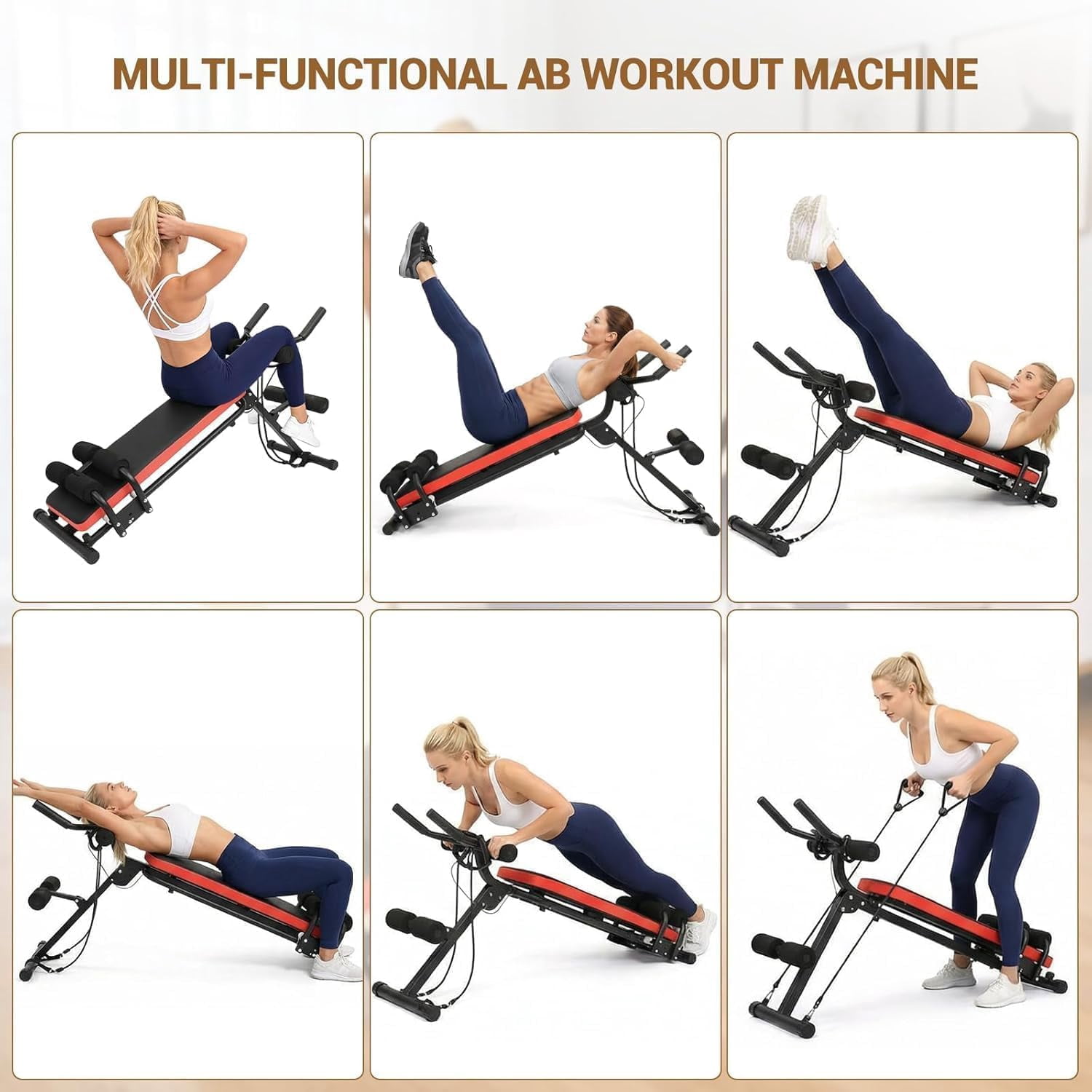 Gaderth Multi-Functional Weight Bench 2 in 1 Ab Bench, Workout Bench Press, Adjustable Ab Workout Bench, Exercise Machine Bench Home Gym for Sit-Up