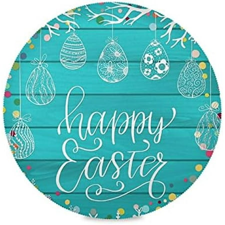 

Hidove Easter Eggs Round Placemasts Set of 6 Non-Slip Heat Resistant Place Mats Washable Kitchen Dining Table Mats 15.4 Inch