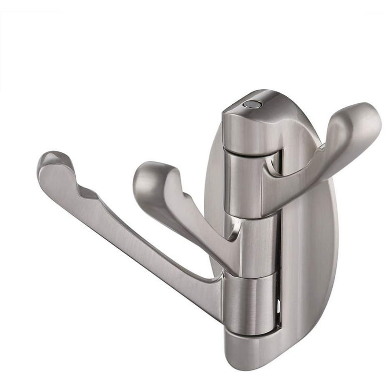 Solid metal swivel hook, heavy-duty folding swing arm triple coat and hat  hook, with multiple triple folding arms towel/hanger, wall-mounted brushed