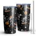 thumbnail image 2 of 20oz Tumblers Black Halloween Dancing Skeletons Stainless Steel Vacuum Insulated Double Wall Travel Tumbler Cups Mug with Lid and Straw,Cleaning Brush for Cold & Hot Drinks, 2 of 7