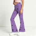 thumbnail image 5 of Spazoro Girls Flare Pants with Pockets, Loose Fit Star Print Button Closure Flare Leg Zip Up Casual Bell Bottom Trousers Purple Size 6-7, 5 of 8