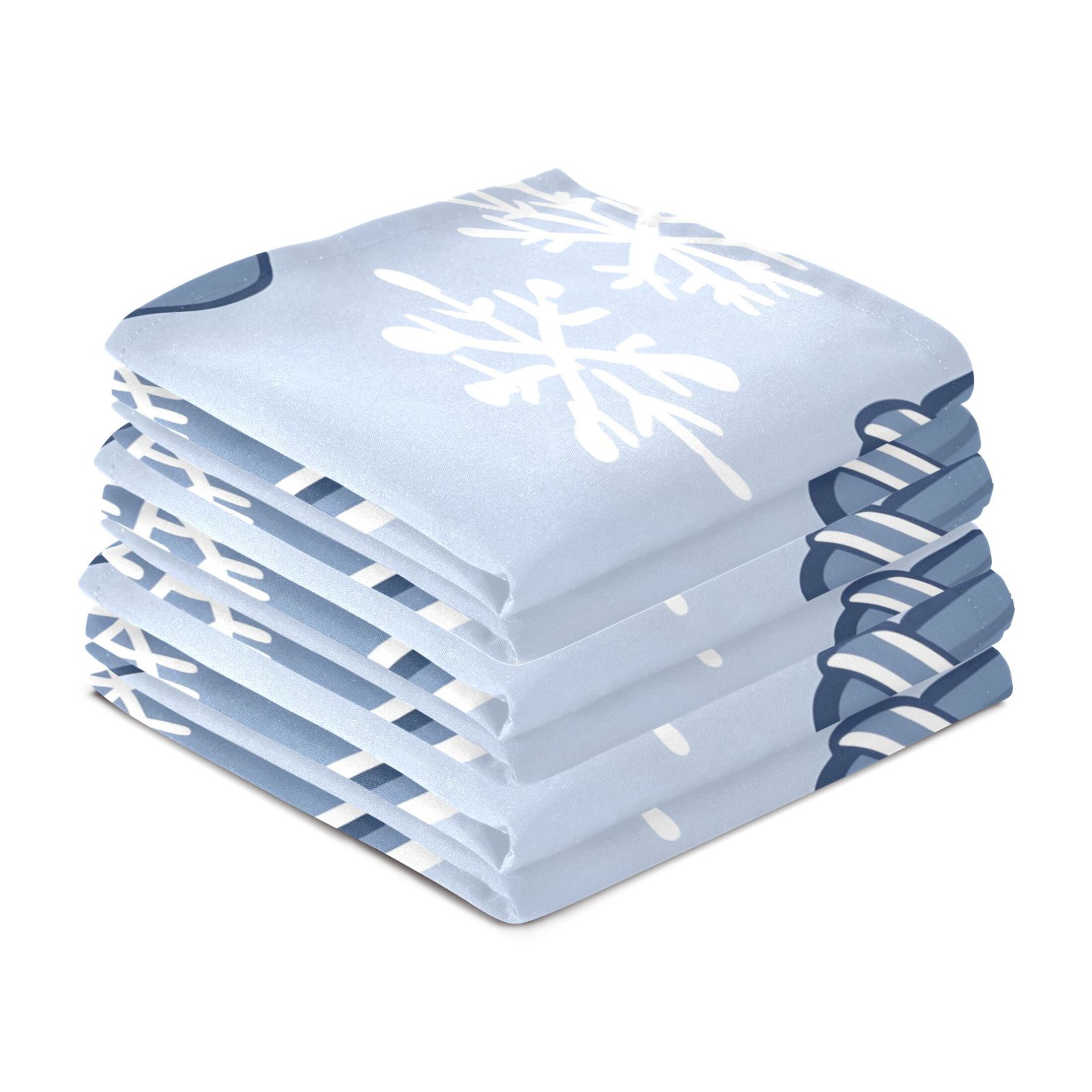 Winter Themed Pattern Kitchen Towels 6-Piece Pack Tea Towels for Kitchen Decorative Waffle Design 28x18in