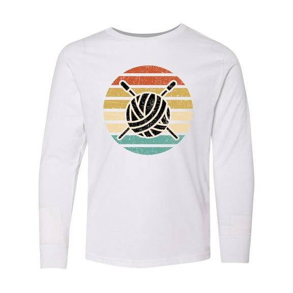 Inktastic Knitting Club Yarn Gift for Knitter Long Sleeve Youth T-Shirt