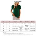 thumbnail image 5 of Blusa con cuello redondo y manga corta de encaje doble, blusa plisada con recorte de color liso para mujer, dama y niña, verde oscuro M, 5 of 5