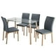 thumbnail image 1 of Juego De Comedor Con 4 Sillas Tapizadas Mesa Rectangular De Vidrio Estilo Compacto Kingshouse gris, 1 of 8