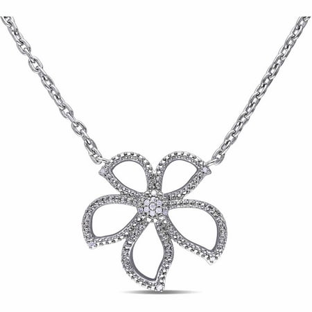 Miabella Diamond-Accent Sterling Silver Flower Necklace