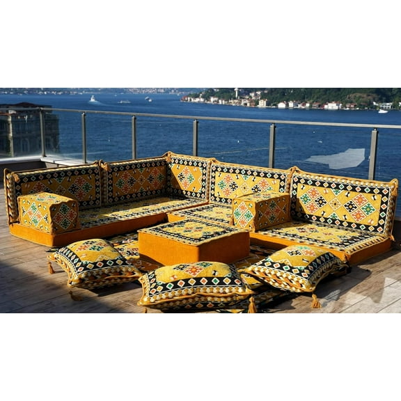 Yellow Arabic Floor Seating, Corner Sofa Couch, Sofa Bed, Turkish Sofa, Modular Sofa, Foam Couch, Folding Sofa Bed, Floor Couches