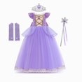 thumbnail image 1 of Vestido de Cosplay de princesa Rapunzel para niña, Vestido de fiesta de Halloween para niños, vestidos de cumpleaños y Navidad con corona, varita, guantes, conjunto de peluca Fivean unisex, 1 of 2