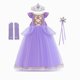 thumbnail image 1 of Vestido de Cosplay de princesa Rapunzel para niña, Vestido de fiesta de Halloween para niños, vestidos de cumpleaños y Navidad con corona, varita, guantes, conjunto de peluca Fivean unisex, 1 of 2