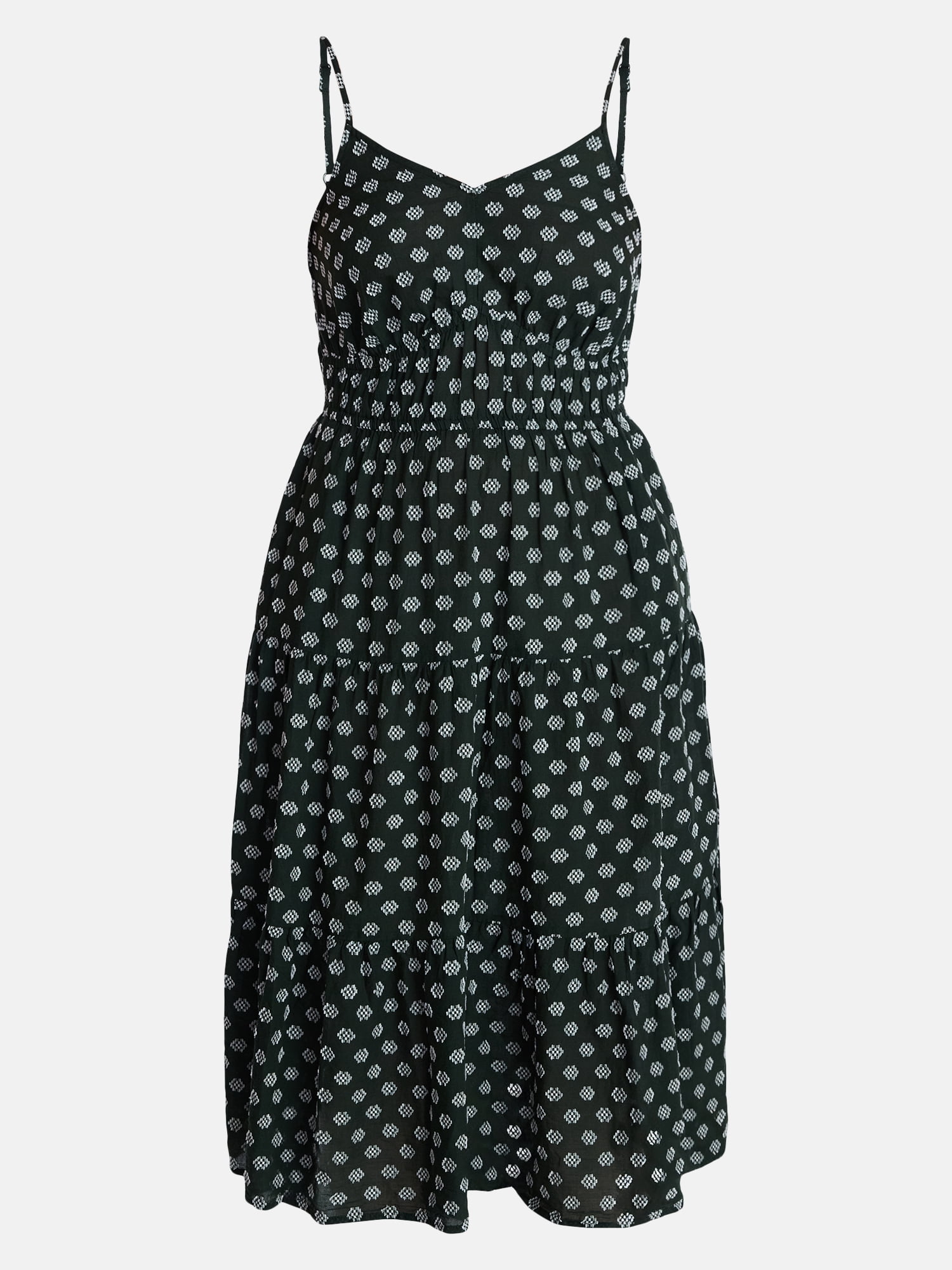 Time and Tru Women's Sleeveless Tiered Cotton Midi Dress, Sizes XS-XXXL