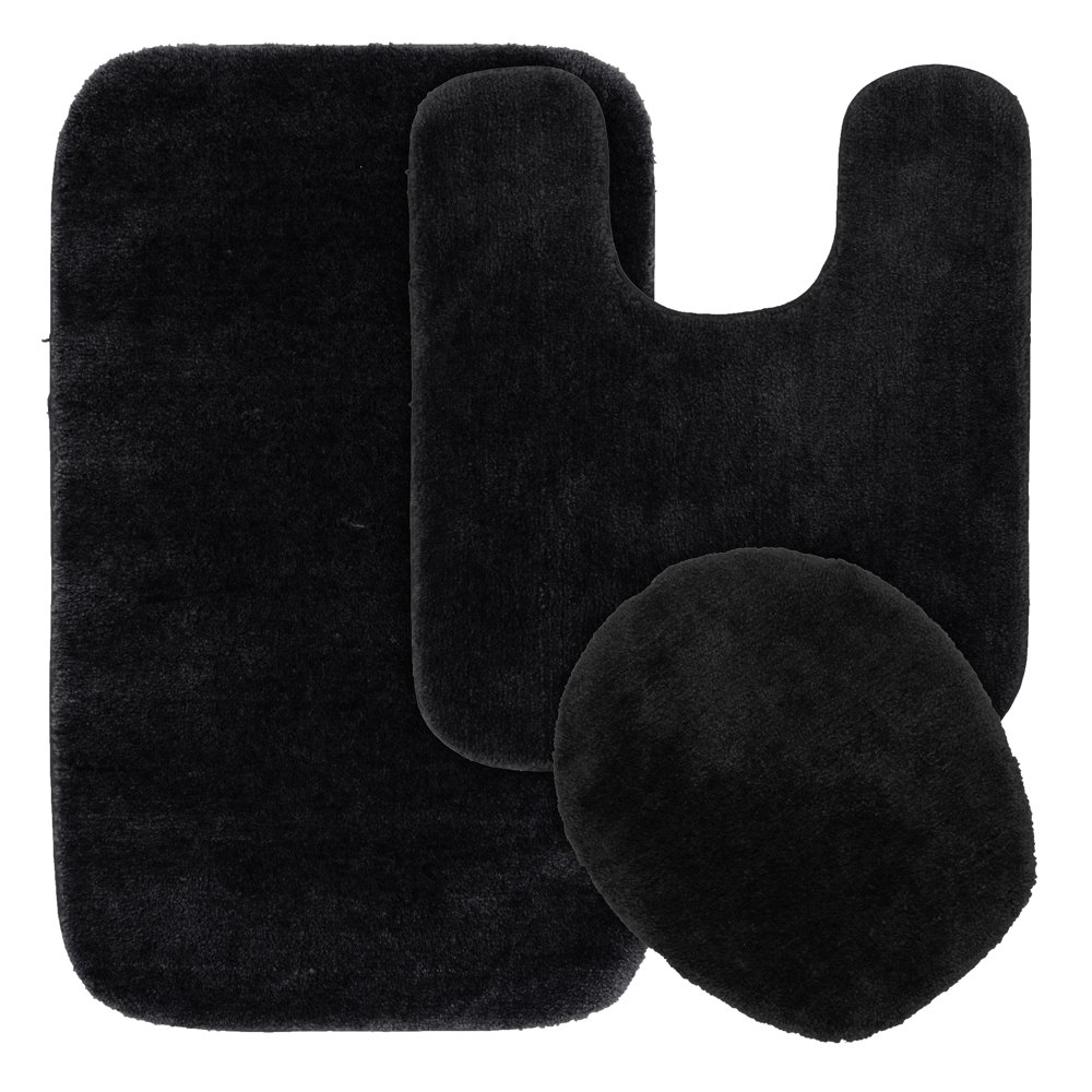 3 Piece Traditional Soft and Plush Plush Nylon Washable Bathroom Rug
