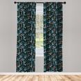 thumbnail image 2 of Ambesonne Tropical Jungle Curtains, Leaves Floral Motif, Pair of 28"x95", Pale Petrol Blue and Orange, 2 of 4