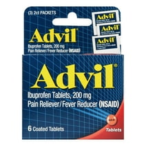 Advil Ibuprofen Tablets, 200 mg Pain Reliever/Fever Reducer 6 Coated (Pack of 6)